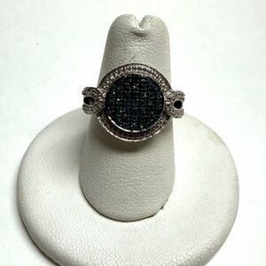 Sterling Silver Blue Diamond Ring